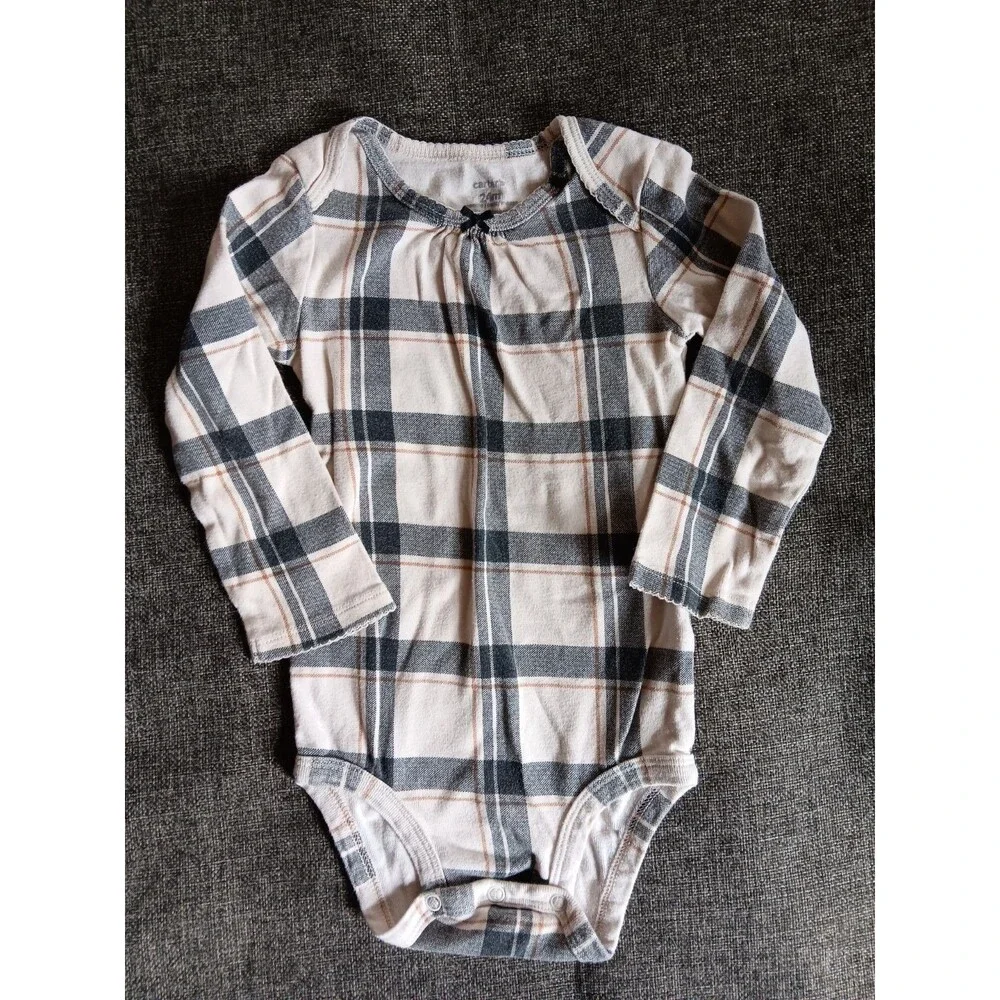 Shirt 24 months Carters Girl Long sleeve white black plaid  baby